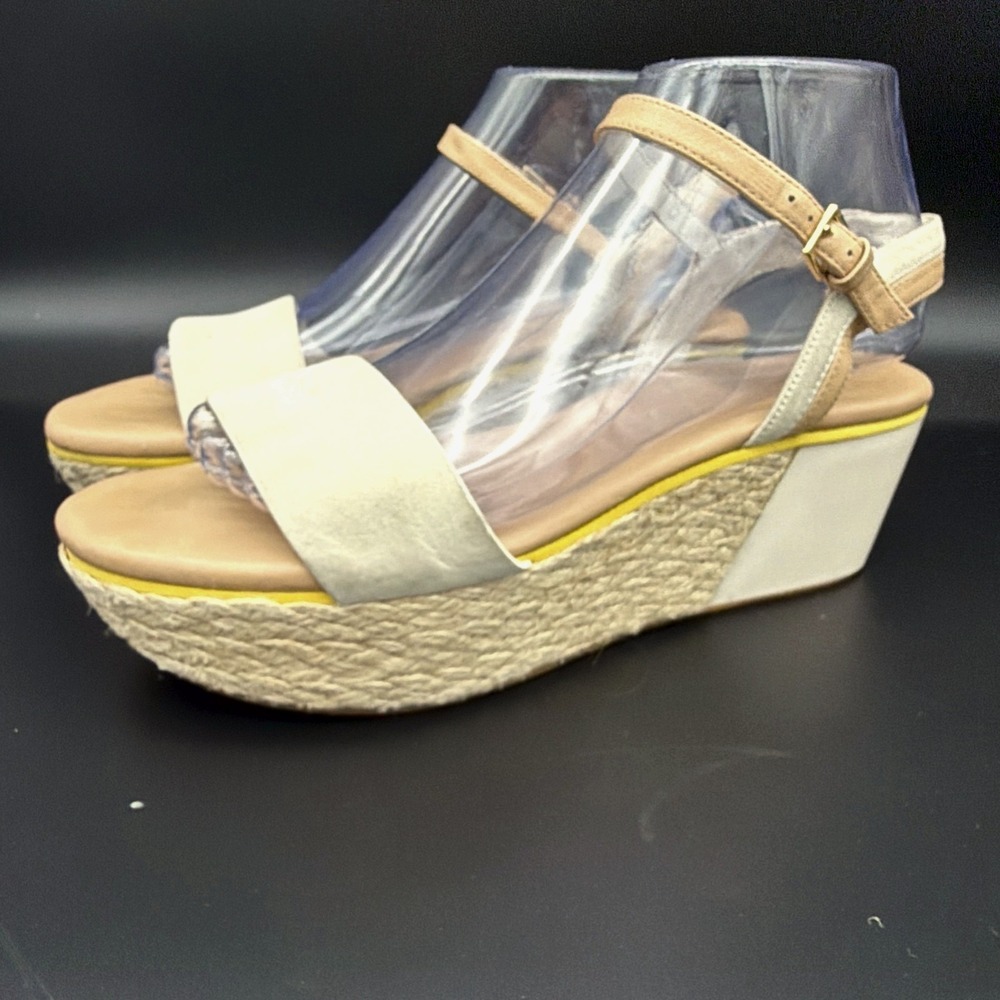 Cole Haan Arden Espadrille Wedge Sandals Women's 8.5 Clear PVC Tan Beige